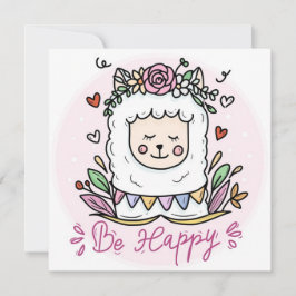 Cartão De Festividades Lhama Feliz