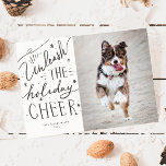 Cartão De Festividades Libere O Natal Do Cachorro Cheio<br><div class="desc">Um cartão de modelo de Natal com fotografia de um cão bonitinho, com um texto tipográfico com letra de mão que diz "Liberte a alegria de férias" ao lado da sua alegre fotografia de um cão. Design preto-e-branco com a cor preta em efeito angustiante para dar uma vibração vintage. Foto...</div>