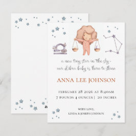 Cartão De Festividades Libra Zodiac Birth Announcement