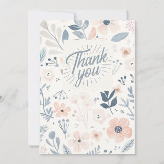 Cartão De Festividades Light Blue Floral Thank you card - note card 