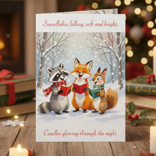 Cartão De Festividades Lil Forest Animais cantando canções de Natal