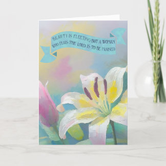 Cartão De Festividades Lily Pastel Suave, Bíblia Versa Mãe Amor