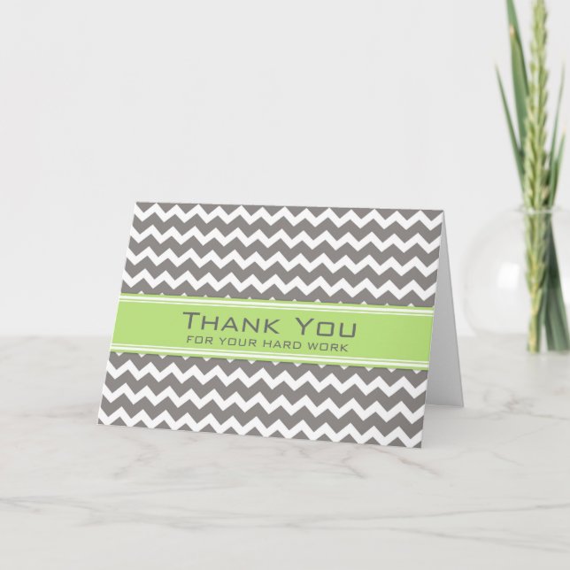 Cartão De Festividades Lime Grey Chevron Employee Anniversary Card (Frente)