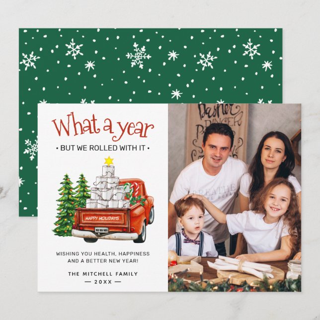 Cartão De Festividades Limpar e sorrir: Um ano em toalhas e fotos (Frente/Verso)