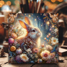 Linda Arte Nouveau Páscoa Coelho Cristão