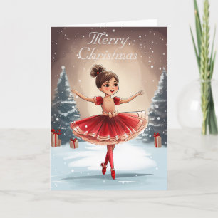 Cartão De Festividades Linda Bailarina de Inverno do Quebra-Nozes Natal