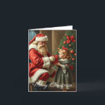 Cartão De Festividades Linda Coloração Vintage Rustic Felry Árvore de Nat<br><div class="desc">Papai Noel</div>