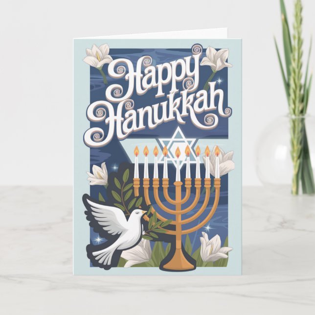Cartão De Festividades Linda e feliz Hanukkah (Frente)