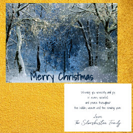 Cartão De Festividades Linda floresta de neve Feliz Natal Cena de inverno