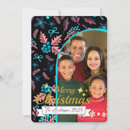 Cartão De Festividades Linda Foto da Família Feliz Natal