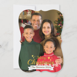 Cartão De Festividades Linda Foto da Família Feliz Saudação de Natal