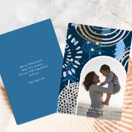 Cartão De Festividades Linda Foto de Natal Azul Feliz com Mensagem