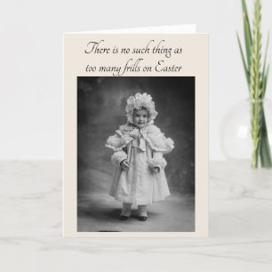 Cartão De Festividades Linda Menina de Bebê Vintage, Muitos Enfeites, Pás