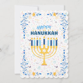 Cartão De Festividades Linda mensagem personalizada Blue Happy Hanukkah