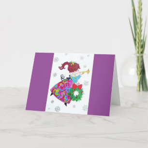 Cartão De Festividades Linda Vintage Meio século Mod Retro Angel