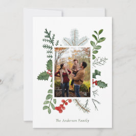 Cartão De Festividades Linda Watercolor Greenery Foto de Natal