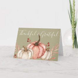 Cartão De Festividades Lindas Abóboras Aquarela no Dia de Ação de Graças