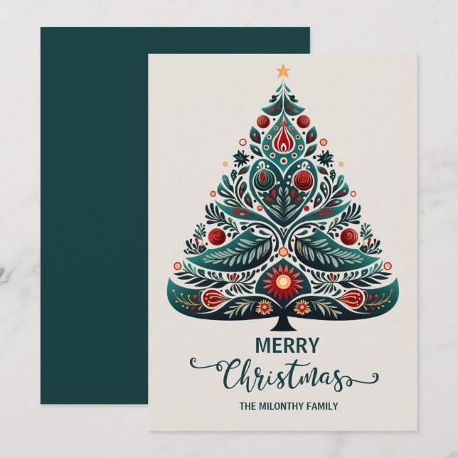 Cartão De Festividades lindíssima árvore de natal escandinava (Frente/Verso)
