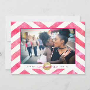 Cartão De Festividades Lindo Beije Rosa Chevron Dourado Beijos Dia dos Na