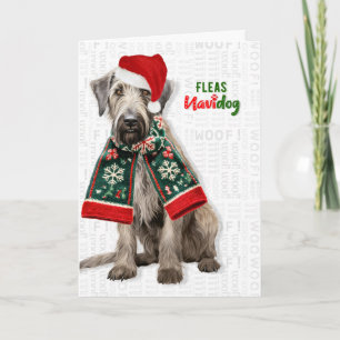Cartão De Festividades Lindo cão lobo-hound engraçado pulgas Navidog Nata
