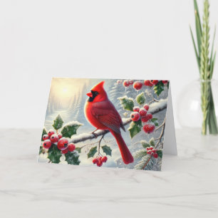 Cartão De Festividades Lindo Cardinal de Natal Vermelho