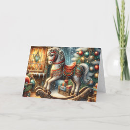 Cartão De Festividades Lindo Cavalo de Balanço de Natal