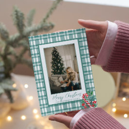 Cartão De Festividades Lindo Chiclete de Natal | Xadrez Verde | Foto de N