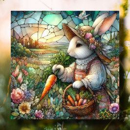 Cartão De Festividades Lindo Coelho de Vidro Colorido Com Páscoa da Colhe