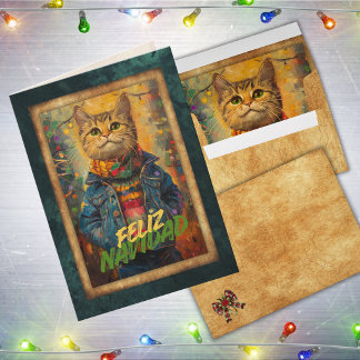 Cartão De Festividades Lindo Gato Feliz Natal