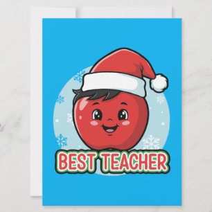 Cartão De Festividades Lindo Melhor Professor Natal Maçã   Férias 