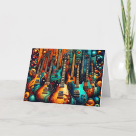 Cartão De Festividades Lindo Natal de Guitarra Elétrica