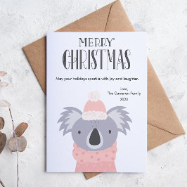 Cartão De Festividades Lindo Natal de Koala Xadrez para Amantes de Animai