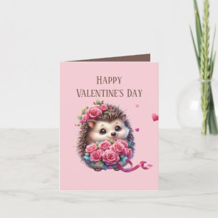 Cartão De Festividades Lindo ouriço de valentine para crianças adicionar 