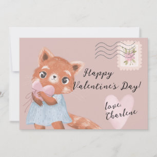 Cartão De Festividades Lindo Panda Vermelho Carta Postal Dia dos Namorado