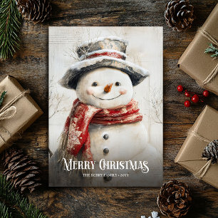 Cartão De Festividades Lindo Papel de Aguarela Natal Vermelho Branco Snow
