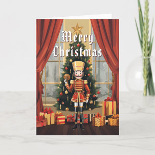 Cartão De Festividades Lindo quebra-nozes clássico de madeira Natal perso