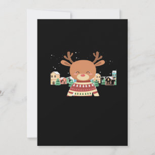 Cartão De Festividades Lindo Veado de Natal Design Minimalista