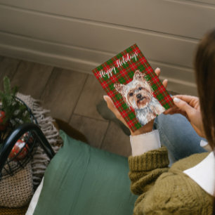 Cartão De Festividades Lindo Yorkshire Terrier em Aquarela Personalizado