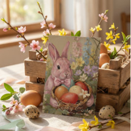Cartão De Festividades Lindos ovos de Páscoa de coelho em aquarela pastel