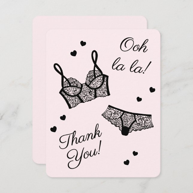 Cartão De Festividades Lingerie Party Chá de panela Parte - Obrigado (Frente/Verso)