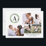 Cartão De Festividades Linha aquosa multifoto inicial<br><div class="desc">A aquarela estava cheia de fotos iniciais de Natal / cartão de feriado.</div>