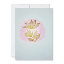 Linha Dourada Floral em Lavagem de Aquarela Rosa