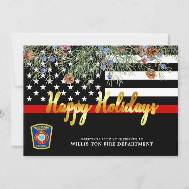 Cartão De Festividades Linha Vermelha Fina de Natal Personalizada do Depa (Frente)