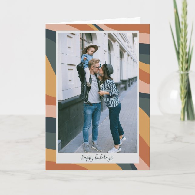 Cartão De Festividades Linhas Abstratas Terracota Terroso Boho Foto (Frente)