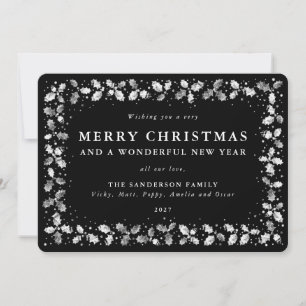Cartão De Festividades Lino Preto Impresso Holly