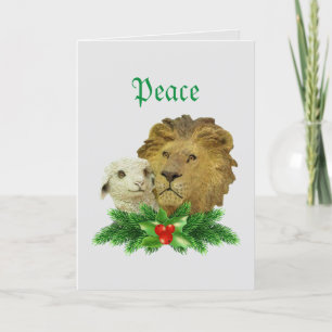 Cartão De Festividades Lion and Lamb Religious Christmas Holiday Card