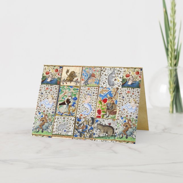 Cartão De Festividades Lion Violinista MÚSICA BESTIAL MEDIEVAL, (Frente)