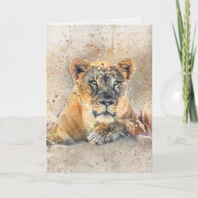 Cartão De Festividades Lioness Jungle Safari Artwork All Occasion Blank (Frente)