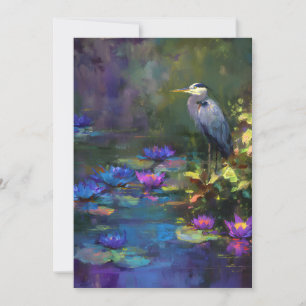 Cartão De Festividades Lírio de Água de Lagoa Encantada Aquarela da Natur