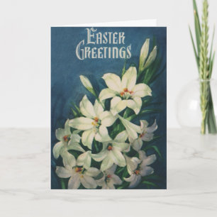 Cartão De Festividades Lírios de Páscoa Flores, Páscoa Religiosa Vintage